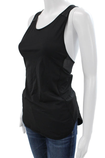 Lululemon Womens Mesh Trim Crew Neck Sleeveless Active Tank Top Black Size 6