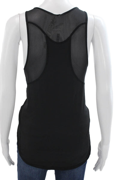 Lululemon Womens Mesh Trim Crew Neck Sleeveless Active Tank Top Black Size 6