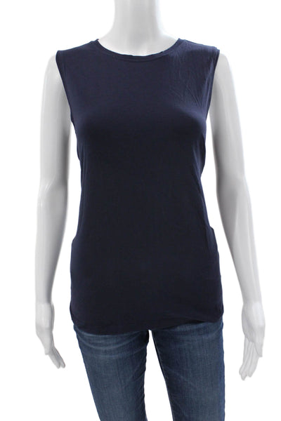 Lululemon Womens Cotton Crew Neck Sleeveless Active Tank Top Navy Blue Size 6