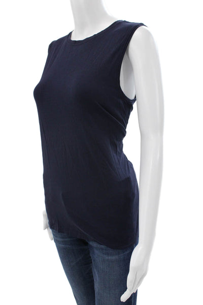 Lululemon Womens Cotton Crew Neck Sleeveless Active Tank Top Navy Blue Size 6