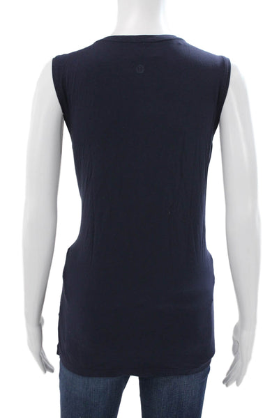 Lululemon Womens Cotton Crew Neck Sleeveless Active Tank Top Navy Blue Size 6