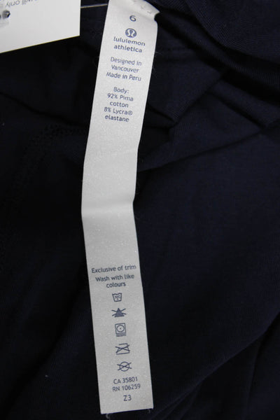 Lululemon Womens Cotton Crew Neck Sleeveless Active Tank Top Navy Blue Size 6