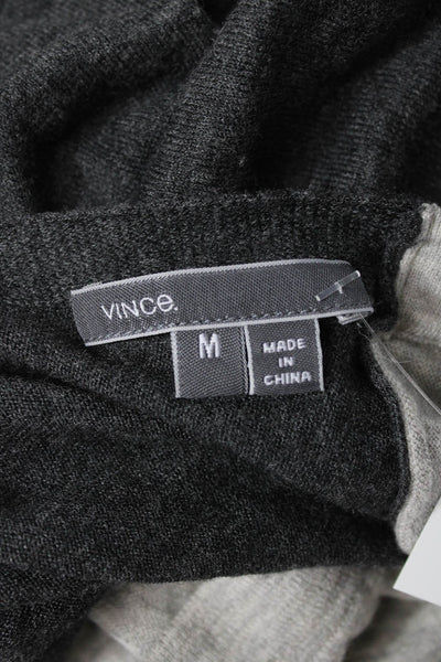 Vince Womens Gray V Neck Pullover Sweater Long Sleeve Merino Wool Size M