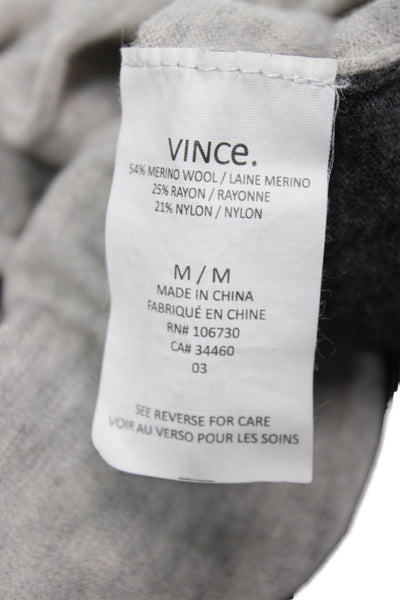 Vince Womens Gray V Neck Pullover Sweater Long Sleeve Merino Wool Size M
