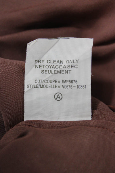 Vince Womens Collared Brown Polyester Basic Blouse Long Sleeve Size 6