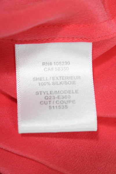 Equipment Femme Women Red Silk Collared Sleeveless Blouse Petite Size S