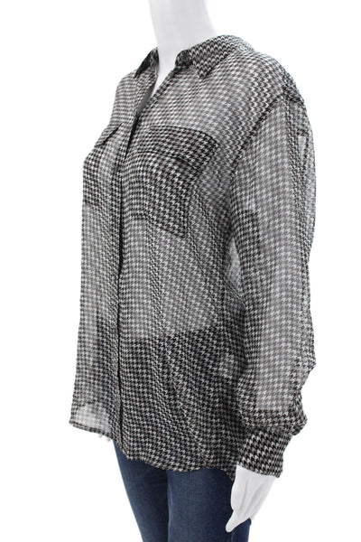 Equipment Femme Womens Silk Tunic Check Long Sleeve Buttonup Size S