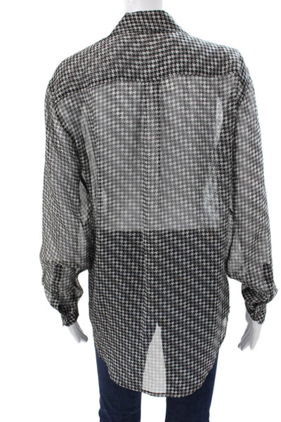 Equipment Femme Womens Silk Tunic Check Long Sleeve Buttonup Size S