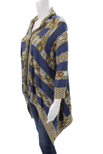 Stacia Women Cardigan Multicolor Striped V-Neck Bamboo 3/4 Sleeve Size L