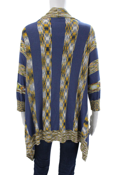 Stacia Women Cardigan Multicolor Striped V-Neck Bamboo 3/4 Sleeve Size L