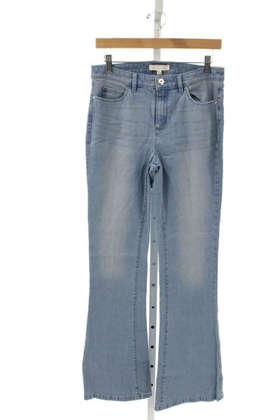 Etcetera Womens Flared Jeans Blue Cotton High Rise Button Boho Size 4
