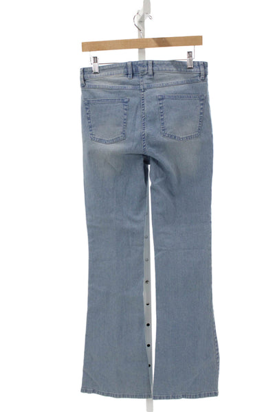 Etcetera Womens Flared Jeans Blue Cotton High Rise Button Boho Size 4
