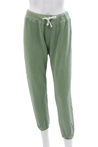 Perfect White Tee Unisex Adults Green Cotton Jogger Pants Drawstring Size S