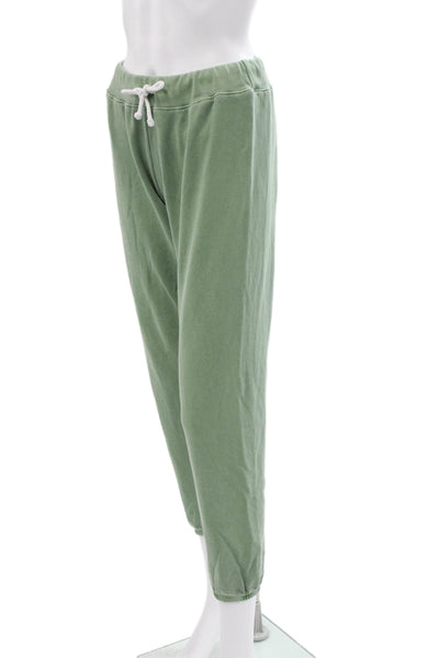 Perfect White Tee Unisex Adults Green Cotton Jogger Pants Drawstring Size S