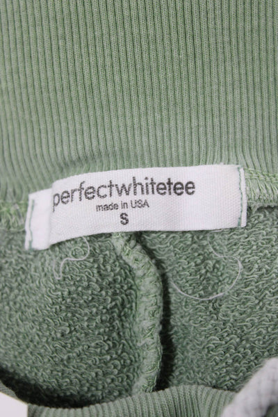 Perfect White Tee Unisex Adults Green Cotton Jogger Pants Drawstring Size S