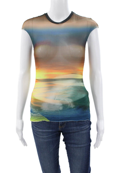 AFRM Women Basic T-Shirt Multicolor Graphic Crewneck Sleeveless Size S