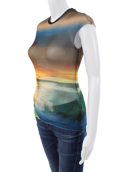 AFRM Women Basic T-Shirt Multicolor Graphic Crewneck Sleeveless Size S