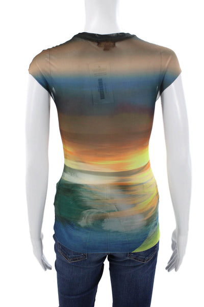 AFRM Women Basic T-Shirt Multicolor Graphic Crewneck Sleeveless Size S