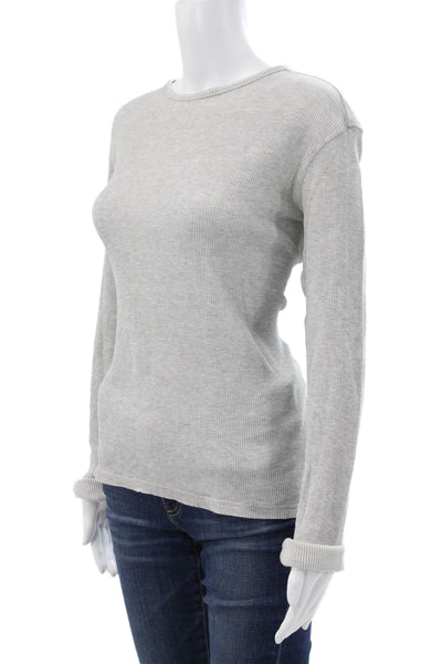 Allsaints Womens Basic Gray Cotton Crew Neck Long Sleeve T-Shirt Size S