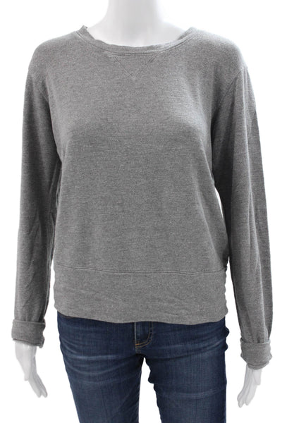 Monrow Womens Pullover Sweatshirt Gray Crew Neck Rayon Blend Long Sleeve Size S