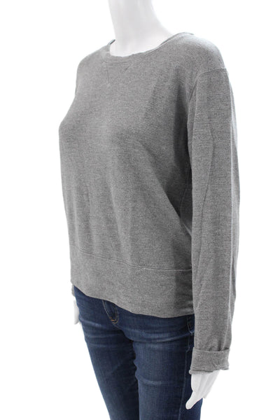Monrow Womens Pullover Sweatshirt Gray Crew Neck Rayon Blend Long Sleeve Size S