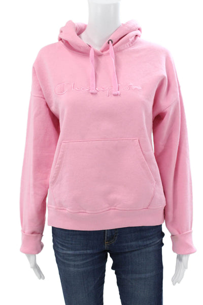 Champion Unisex Adults Pink Pullover Hoodie Long Sleeve Size S