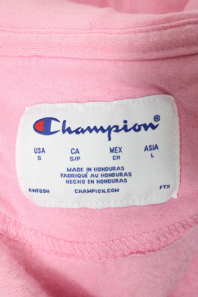 Champion Unisex Adults Pink Pullover Hoodie Long Sleeve Size S