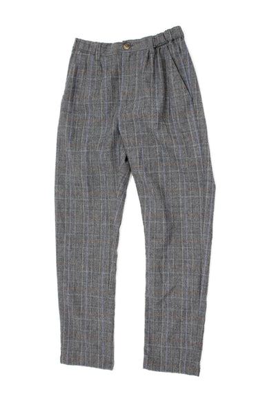 Bonpoint Boys Plaid Elastic Waist Straight Leg Pants Gray Size 10