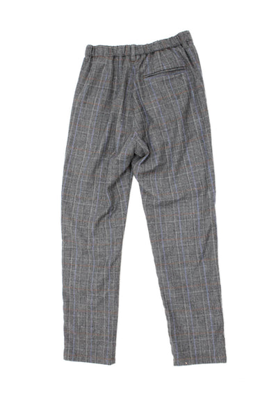 Bonpoint Boys Plaid Elastic Waist Straight Leg Pants Gray Size 10