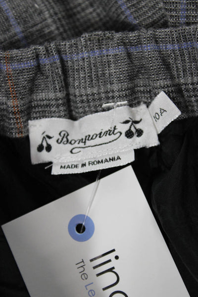 Bonpoint Boys Plaid Elastic Waist Straight Leg Pants Gray Size 10