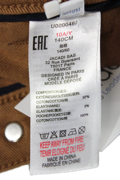 Jacadi Boys Cotton Straight Leg Pants Brown Size 10