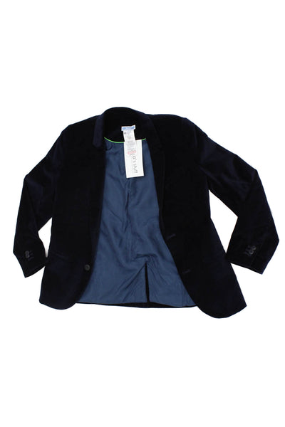 Jacadi Boys Velvet Two Button Long Sleeve Blazer Jacket Dark Blue Size 10