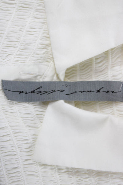 Raquel Allegra Women Collared White Cotton Basic Blouse Long Sleeve Size 0