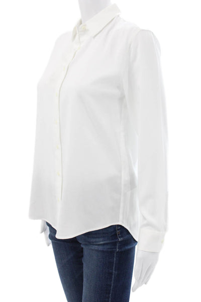 Uniqlo Women Basic White Button-Up Collared Long Sleeve Top Size 2XS