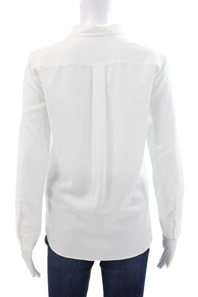 Uniqlo Women Basic White Button-Up Collared Long Sleeve Top Size 2XS