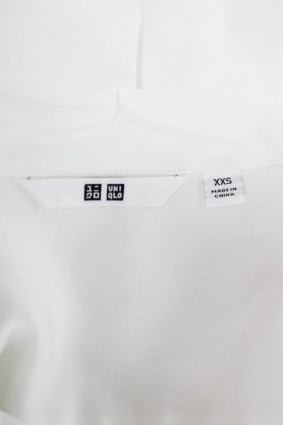 Uniqlo Women Basic White Button-Up Collared Long Sleeve Top Size 2XS