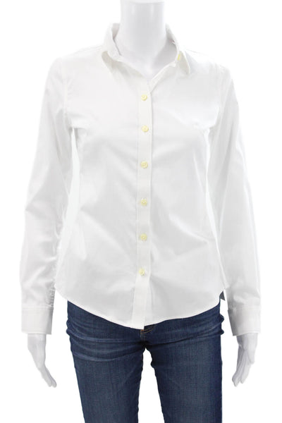 Banana Republic Women Cotton Blend Button Up White Long Sleeve Size 0