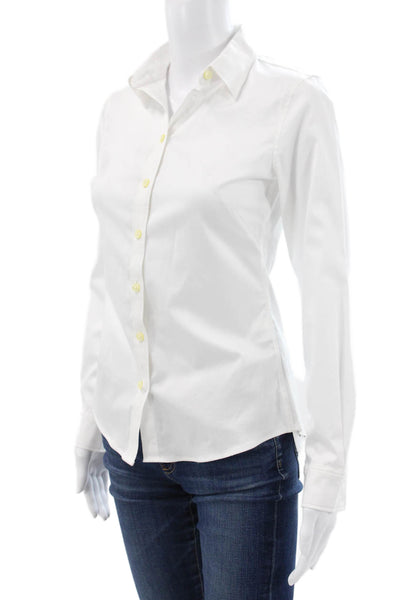 Banana Republic Women Cotton Blend Button Up White Long Sleeve Size 0