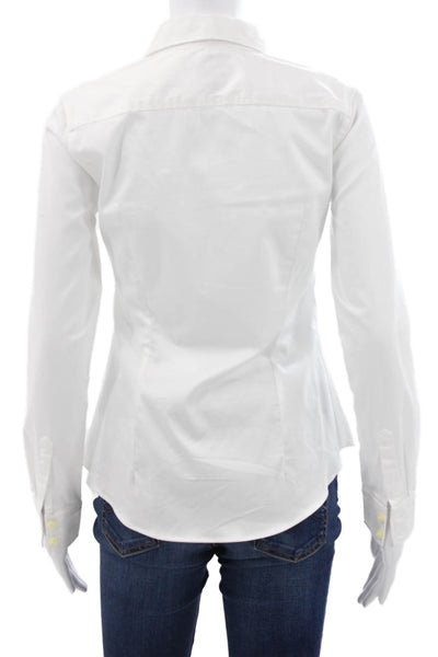 Banana Republic Women Cotton Blend Button Up White Long Sleeve Size 0