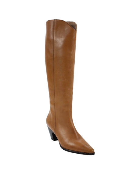 Rachel Comey Womens Leather Knee High Cowboy Boots Brown Size 8