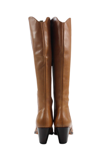 Rachel Comey Womens Leather Knee High Cowboy Boots Brown Size 8