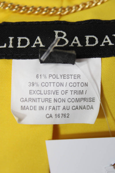 Lida Baday Womens Collared Button Short Sleeve Yellow Poly Blend Blouse Size 6