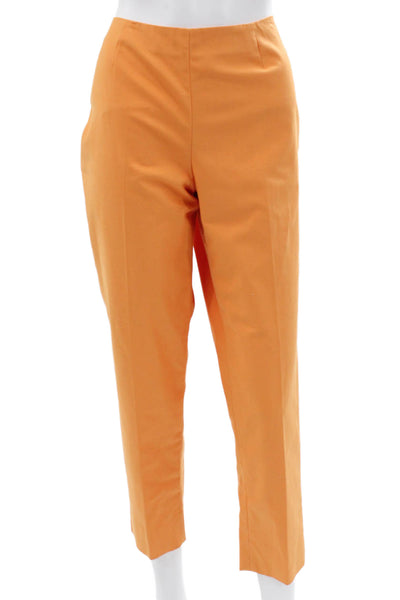 Lafayette 148 New York Womens Cropped Orange Cotton Pants Zip Inseam 27 Size 6