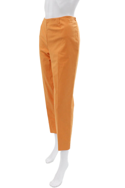 Lafayette 148 New York Womens Cropped Orange Cotton Pants Zip Inseam 27 Size 6