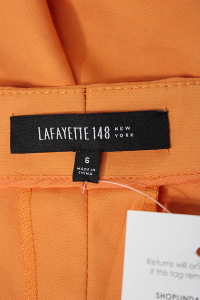Lafayette 148 New York Womens Cropped Orange Cotton Pants Zip Inseam 27 Size 6