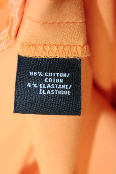 Lafayette 148 New York Womens Cropped Orange Cotton Pants Zip Inseam 27 Size 6