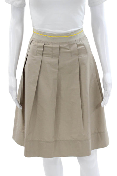 Lida Baday Womens Pleated Silk Blend Beige Skirt Zip Short Size 4