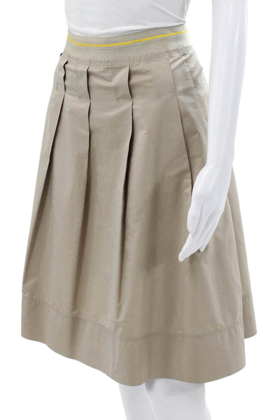 Lida Baday Womens Pleated Silk Blend Beige Skirt Zip Short Size 4