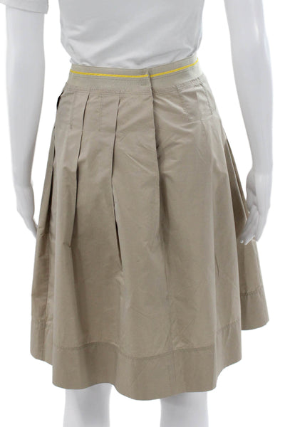 Lida Baday Womens Pleated Silk Blend Beige Skirt Zip Short Size 4