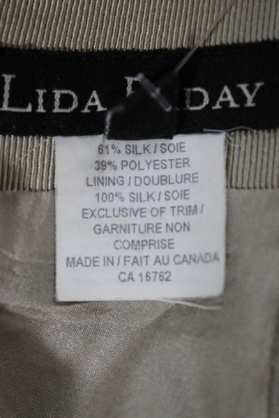 Lida Baday Womens Pleated Silk Blend Beige Skirt Zip Short Size 4